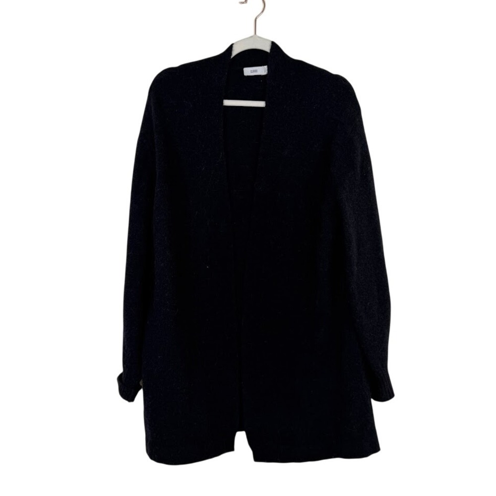 CLOSED Womens XS Wool Alpaca Open Front Long Black Minimalist Cardigan‎ Sweater